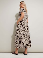 Yours Curve Brown A Line Flare 100% Cotton Dress - Image 3 of 5