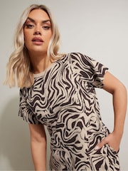 Yours Curve Brown A Line Flare 100% Cotton Dress - Image 4 of 5