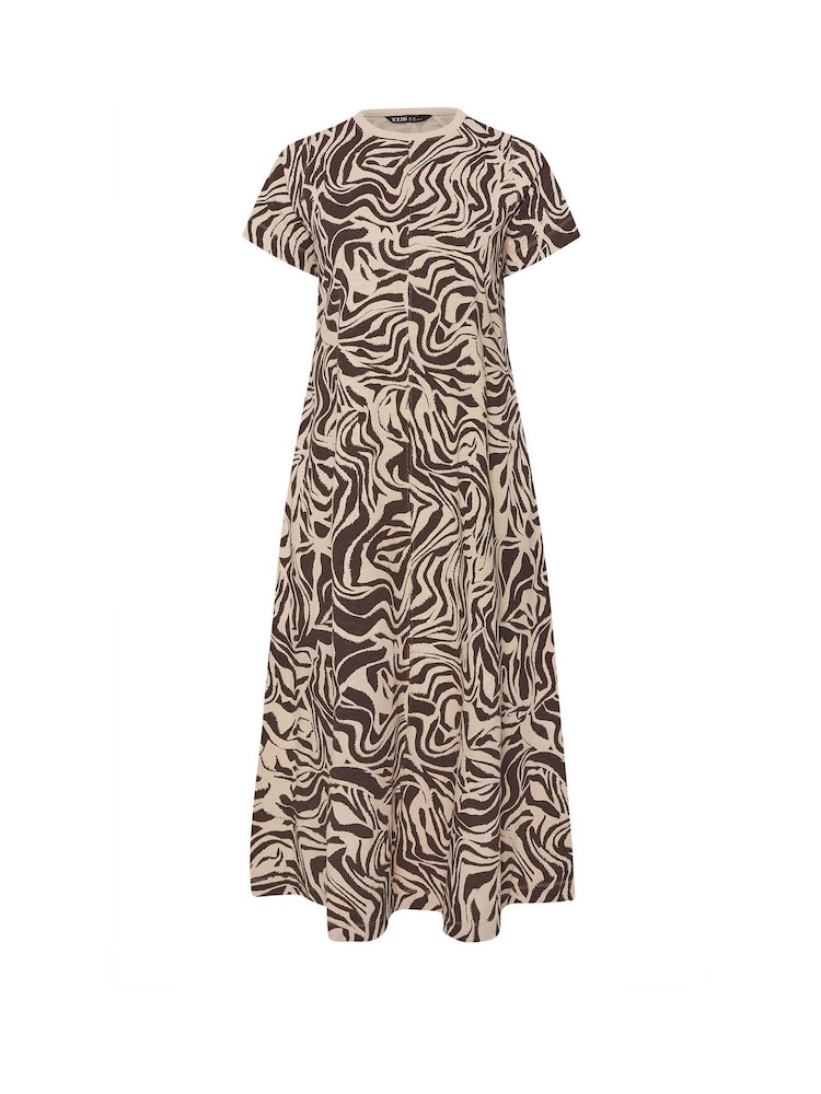 Yours Curve Brown A Line Flare 100% Cotton Dress - Image 5 of 5