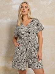 Natural - Yours Curve 100% Cotton Keyhole Playsuit - Imagen 3 de 5