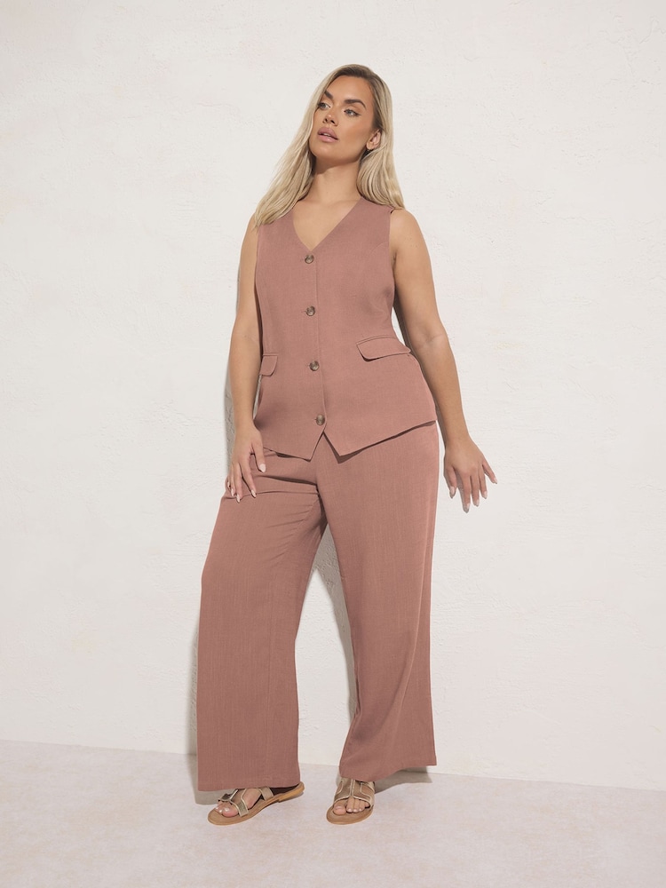 Yours Curve Pink Elongated Waistcoat - Image 1 of 4