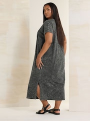 Yours Curve Grey Acid Wash Heavy Throw On 100% Cotton Dress - Image 3 of 5
