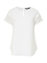 Yours Curve White Crochet Cheesecloth 100% Cotton T-Shirt - Image 5 of 5