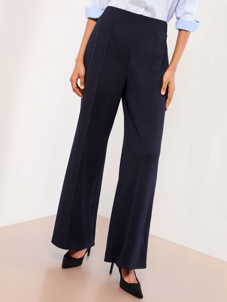 Lipsy Navy High Waist Wide Leg Trousers - Image 1 of 4