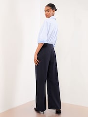 Lipsy Navy High Waist Wide Leg Trousers - Image 2 of 4