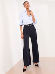 Lipsy Navy High Waist Wide Leg Trousers - Image 3 of 4