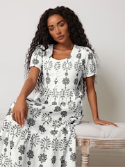 M&Co White Petite Embroidery Button 100% Cotton Dress - Image 4 of 5