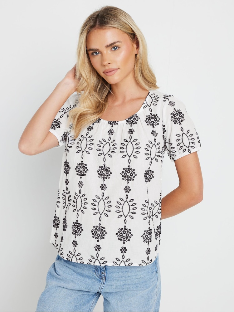 M&Co Petite 100% Cotton Embroidered Short Sleeve T-Shirt - Imagen 1 de 5 M&Co Petite 100% Cotton Embroidered Short Sleeve T-Shirt - Imagen 1 de 5