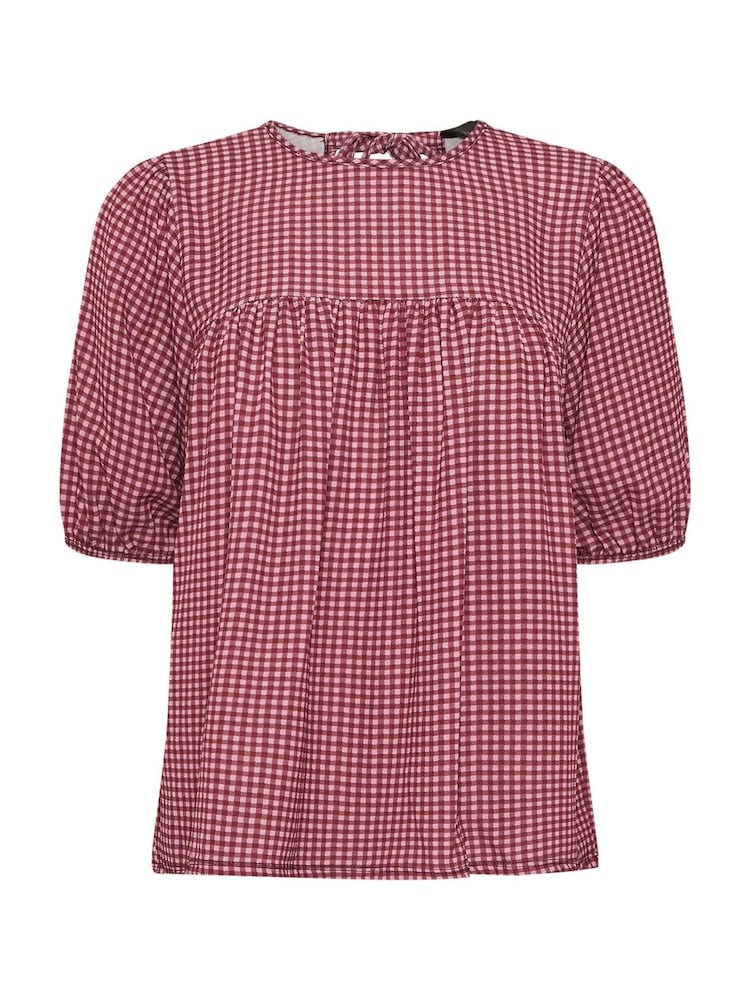 PixieGirl Petite Pink Gingham Tie Back Blouses - Image 5 of 5
