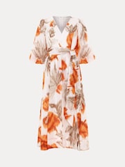 Phase Eight White/Orange Violet Midi Dress - Image 6 of 6