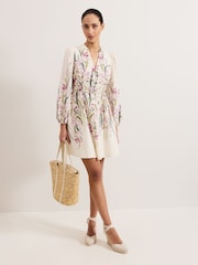 Phase Eight White 100% Cotton Velma Floral Dress - Image 3 of 7