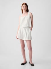 Gap White Linen Blend Button Back Cropped Vest Top - Image 3 of 4