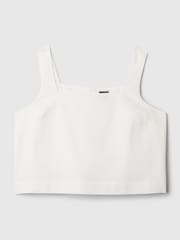 Gap White Linen Blend Button Back Cropped Vest Top - Image 4 of 4