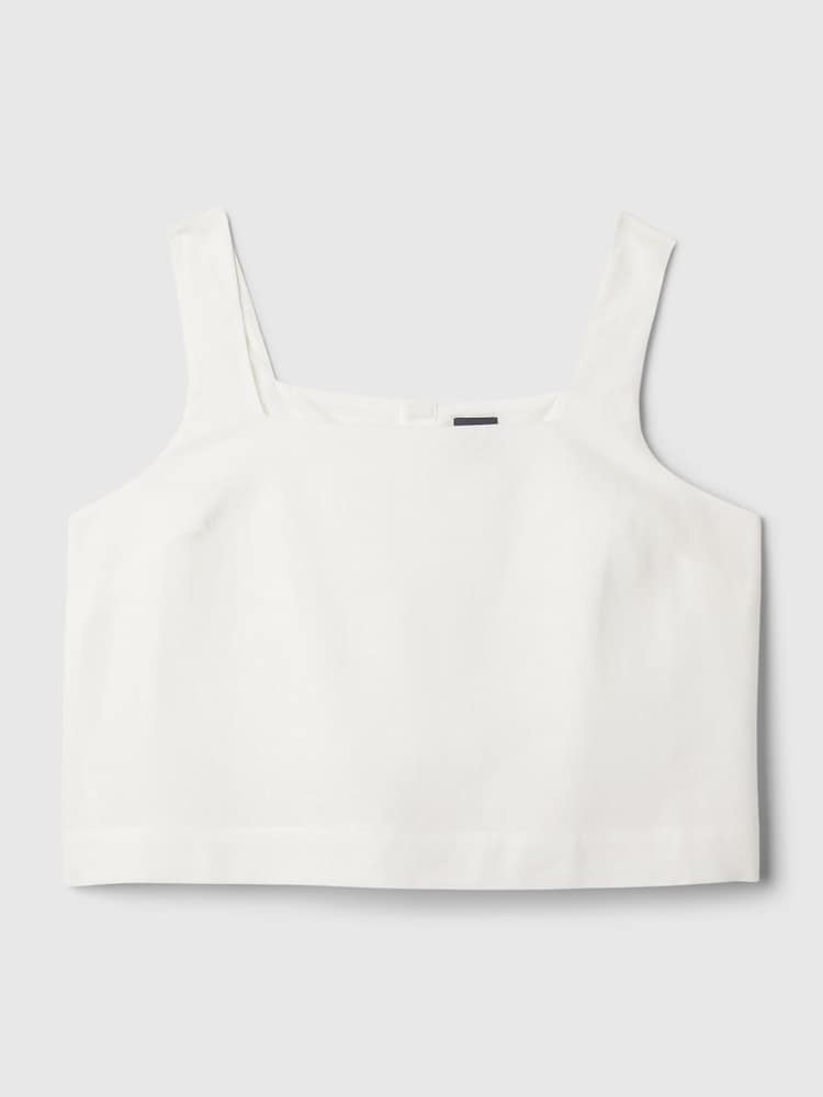 Gap White Linen Blend Button Back Cropped Vest Top - Image 4 of 4