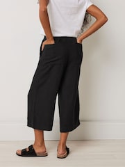 M&Co Black Petite Linen Wide Leg Crop Trousers - Image 2 of 9