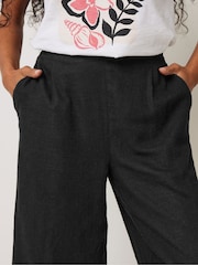 M&Co Black Petite Linen Wide Leg Crop Trousers - Image 4 of 9