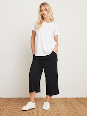 M&Co Black Petite Linen Wide Leg Crop Trousers - Image 5 of 9