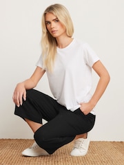 M&Co Black Petite Linen Wide Leg Crop Trousers - Image 6 of 9