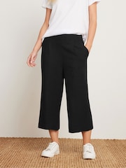 M&Co Black Petite Linen Wide Leg Crop Trousers - Image 7 of 9