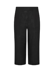 M&Co Black Petite Linen Wide Leg Crop Trousers - Image 9 of 9