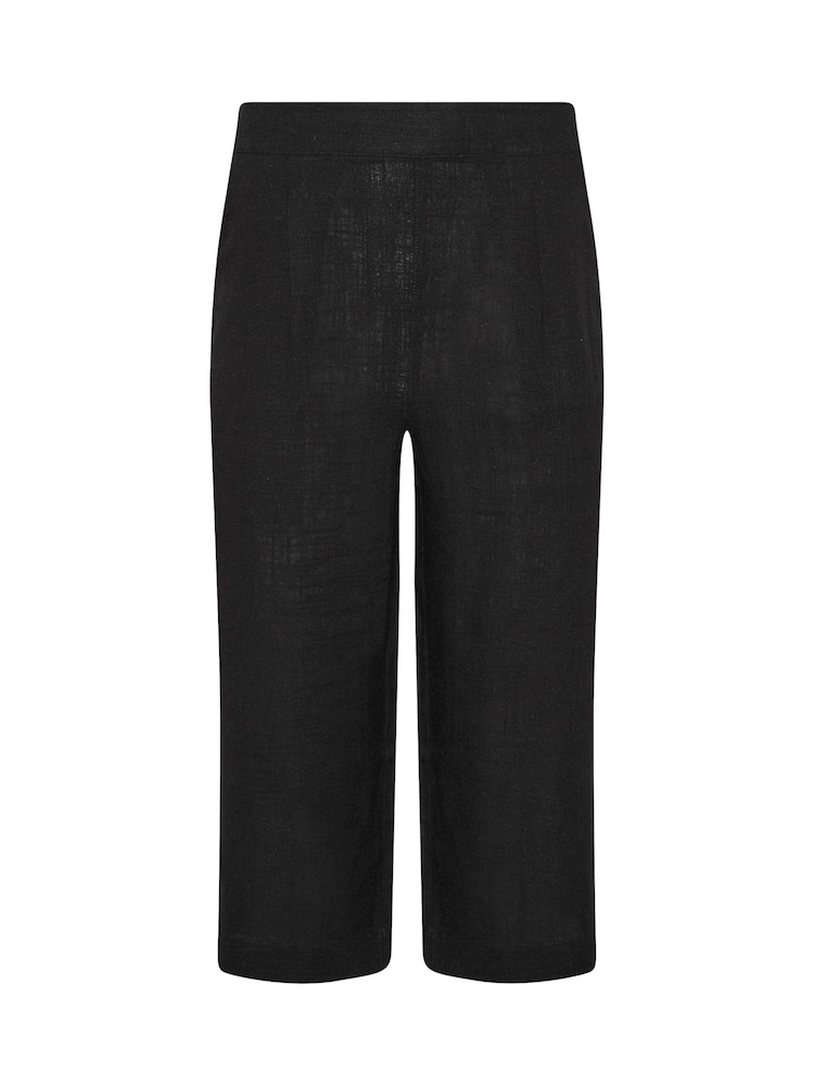 M&Co Black Petite Linen Wide Leg Crop Trousers - Image 9 of 9