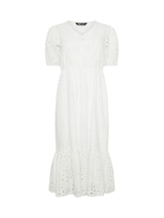 M&Co White Petite Embroidery Button 100% Cotton Dress - Image 5 of 5