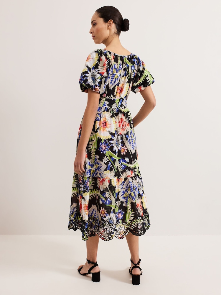 Phase Eight Black 100% Cotton Asa Floral Dress - Image 2 of 7