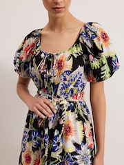 Phase Eight Black 100% Cotton Asa Floral Dress - Image 4 of 7