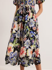 Phase Eight Black 100% Cotton Asa Floral Dress - Image 5 of 7