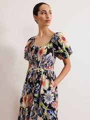 Phase Eight Black 100% Cotton Asa Floral Dress - Image 6 of 7