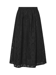 M&Co Black Petite Broderie 100% Cotton Midi Skirt - Image 5 of 5