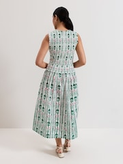Phase Eight Green/White Petite 100% Cotton Chiara Floral Dress - Image 2 of 6