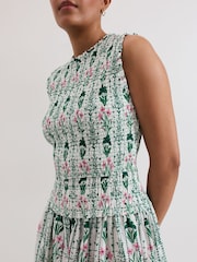 Phase Eight Green/White Petite 100% Cotton Chiara Floral Dress - Image 5 of 6