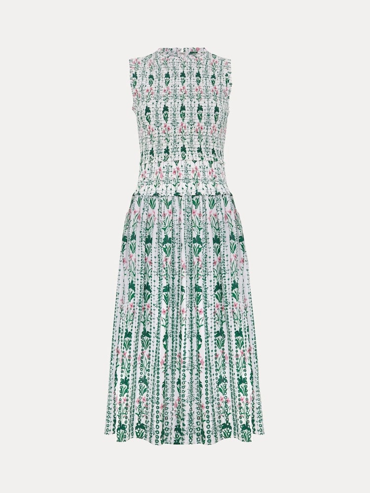 Phase Eight Green/White Petite 100% Cotton Chiara Floral Dress - Image 6 of 6