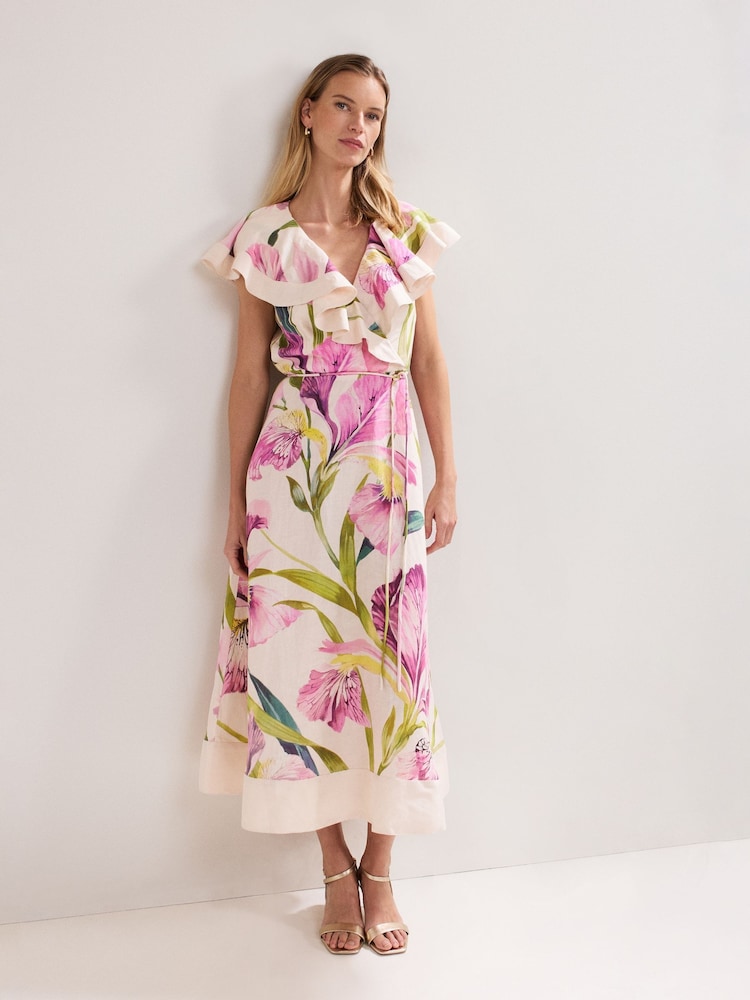 Phase Eight White Petite Matilda Floral Print Dress - Image 1 of 7