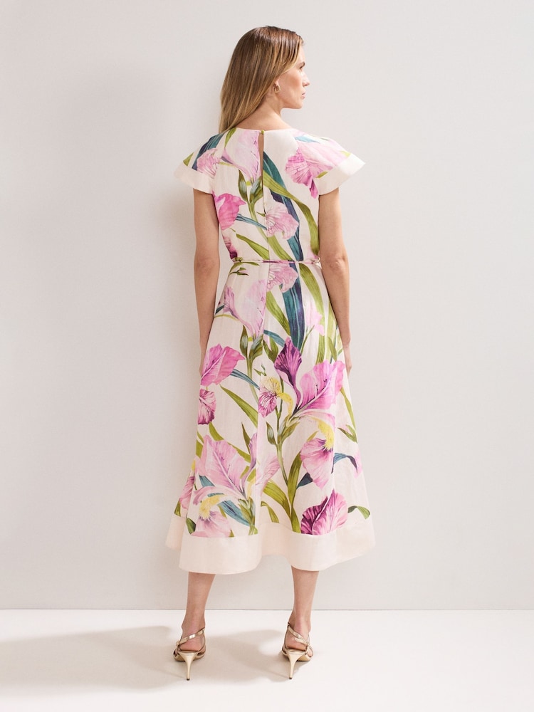 Phase Eight White Petite Matilda Floral Print Dress - Image 2 of 7