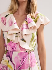 Phase Eight White Petite Matilda Floral Print Dress - Image 4 of 7