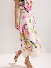 Phase Eight White Petite Matilda Floral Print Dress - Image 6 of 7