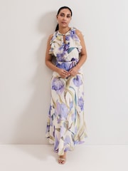 Phase Eight Blue Petite Rachel Printed Dress - Image 1 of 6