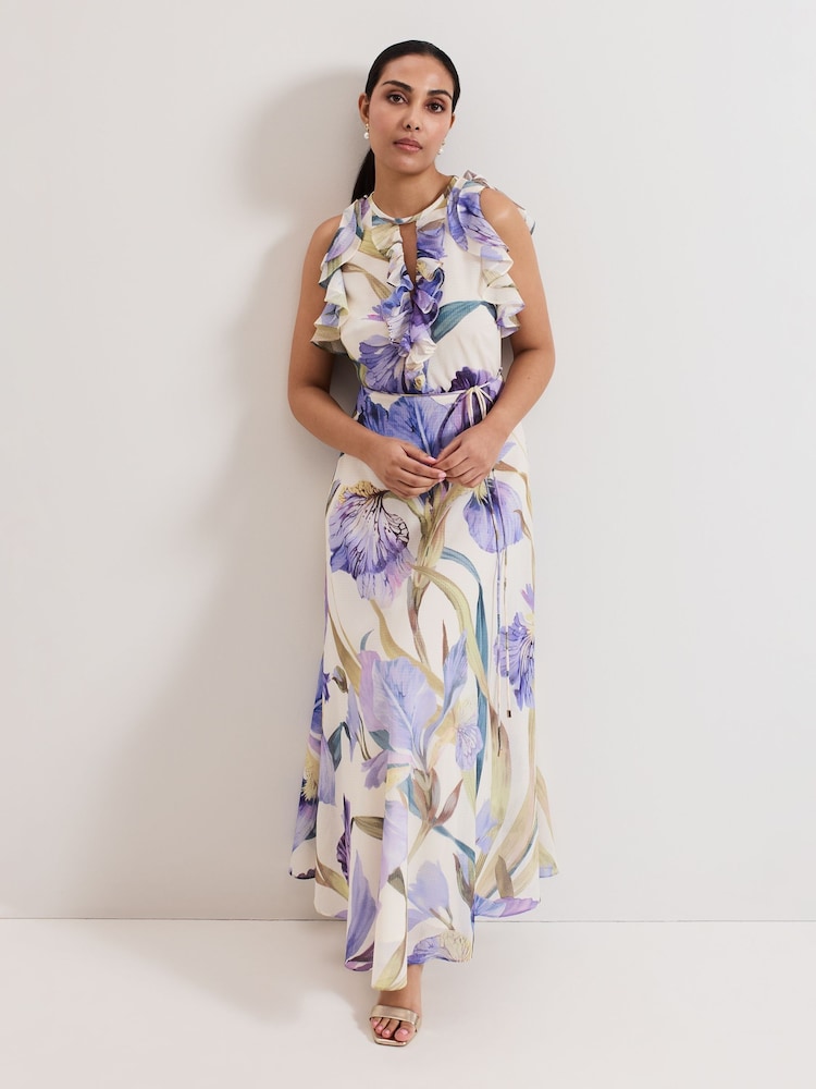 Phase Eight Blue Petite Rachel Printed Dress - Image 1 of 6