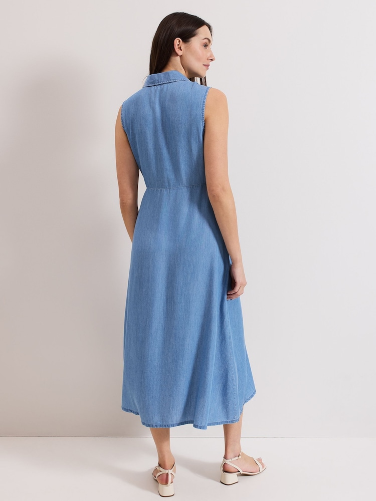 Phase Eight Blue Becky Chambray Dress - Image 2 of 7