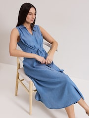 Phase Eight Blue Becky Chambray Dress - Image 6 of 7