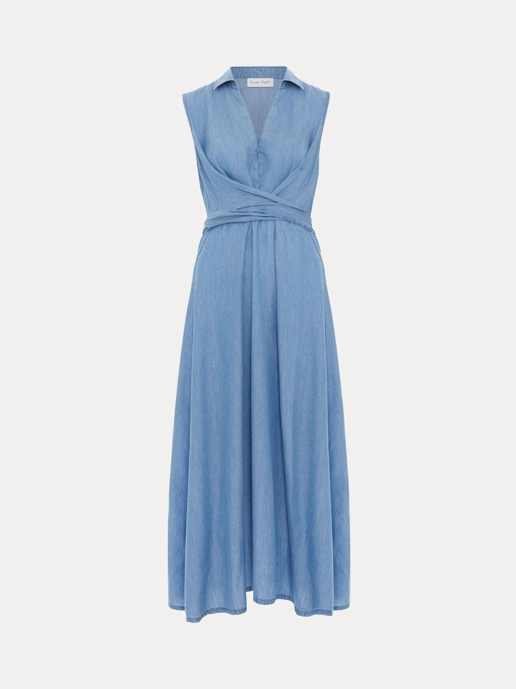 Phase Eight Blue Becky Chambray Dress - Image 7 of 7