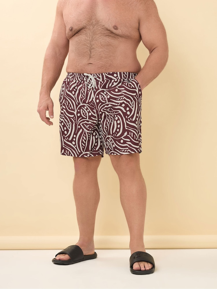 BadRhino Big & Tall Purple Abstract Print Swim Shorts - Image 1 of 5