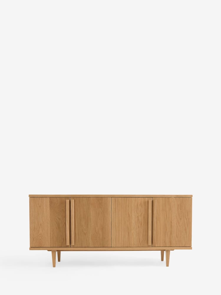 Ribbed Oak Brunswick Ceramic Top Large Sideboard - Image 1 of 9