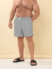 BadRhino Big & Tall Black Geometric Print Swim Shorts - Image 1 of 6