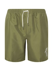BadRhino Big & Tall Green Palm Embroidered Swim Shorts - Image 5 of 6