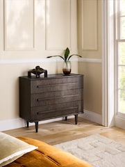 Ribbed Dark Oak Brunswick Ceramic Top 3 Drawer Chest - Image 2 of 8