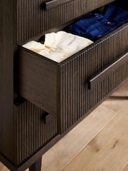 Ribbed Dark Oak Brunswick Ceramic Top 3 Drawer Chest - Image 4 of 8