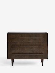 Ribbed Dark Oak Brunswick Ceramic Top 3 Drawer Chest - Image 5 of 8